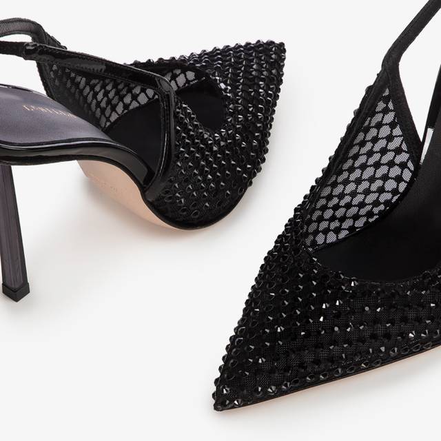 Le Silla Slingback gioiello rete nero jet Italia
