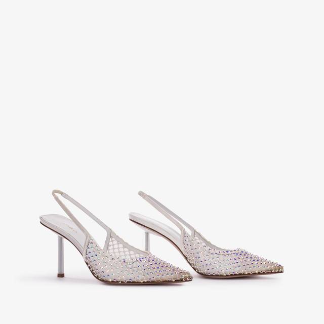 Le Silla Slingback gioiello rete bianca carta e Cristalli Qualità