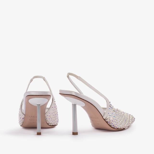 Le Silla Slingback gioiello rete bianca carta e Cristalli Qualità