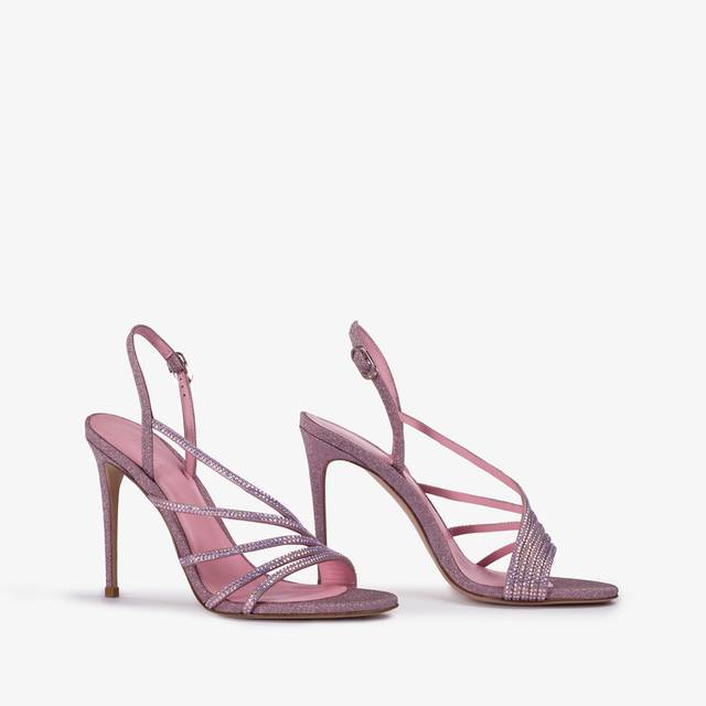 Le Silla Sandalo tessuto glitter rosa dea e Cristalli Consegna Veloce