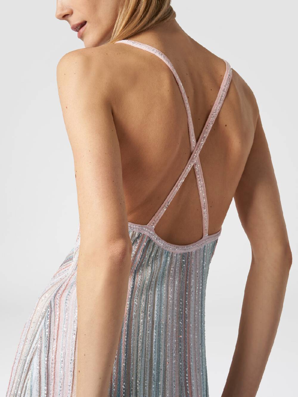 ﻿Missoni Mini-abito in maglia a righe verticali con paillettes Vendita Calda
