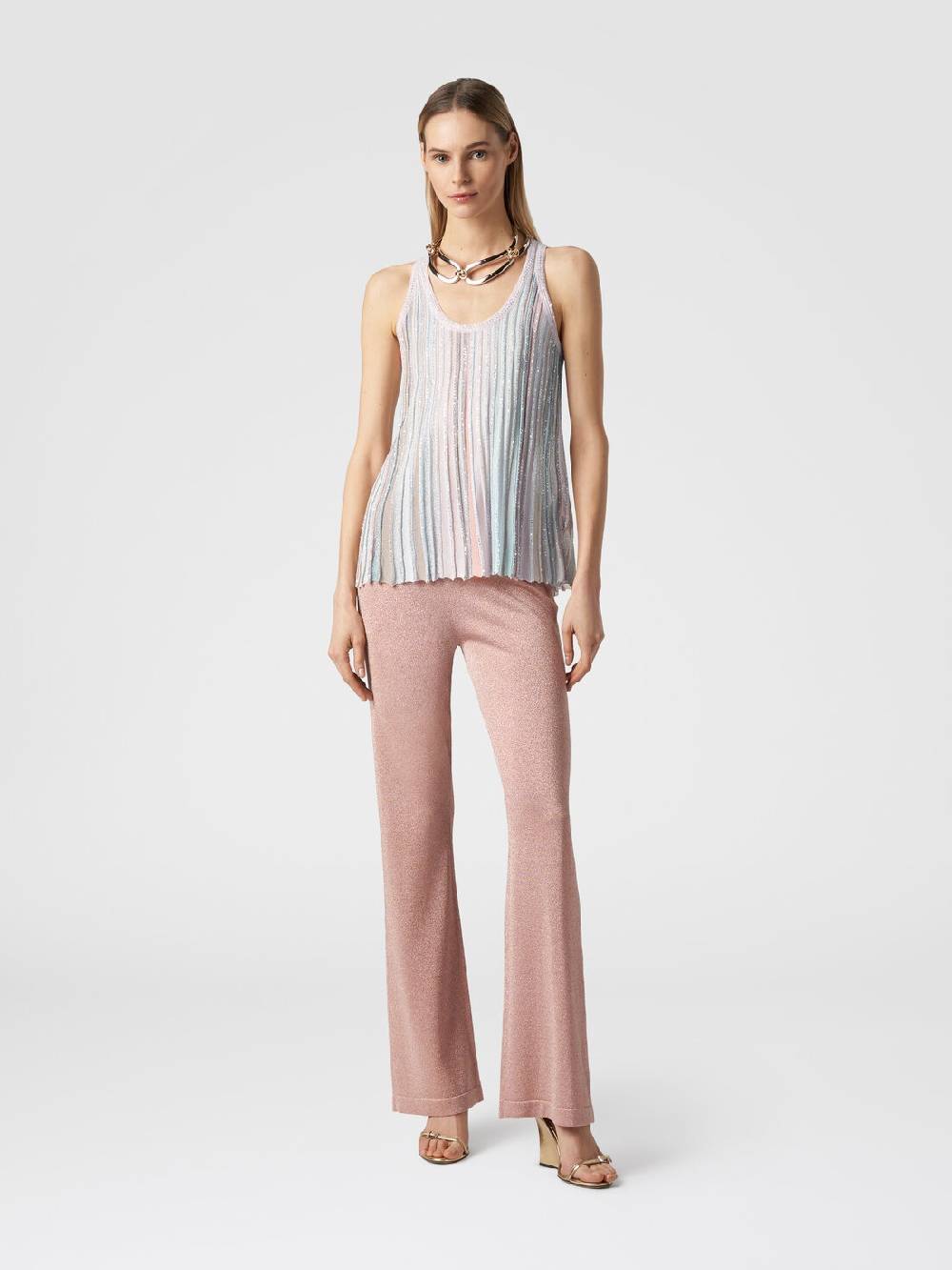 Missoni Canottiera in maglia a righe verticali con paillettes