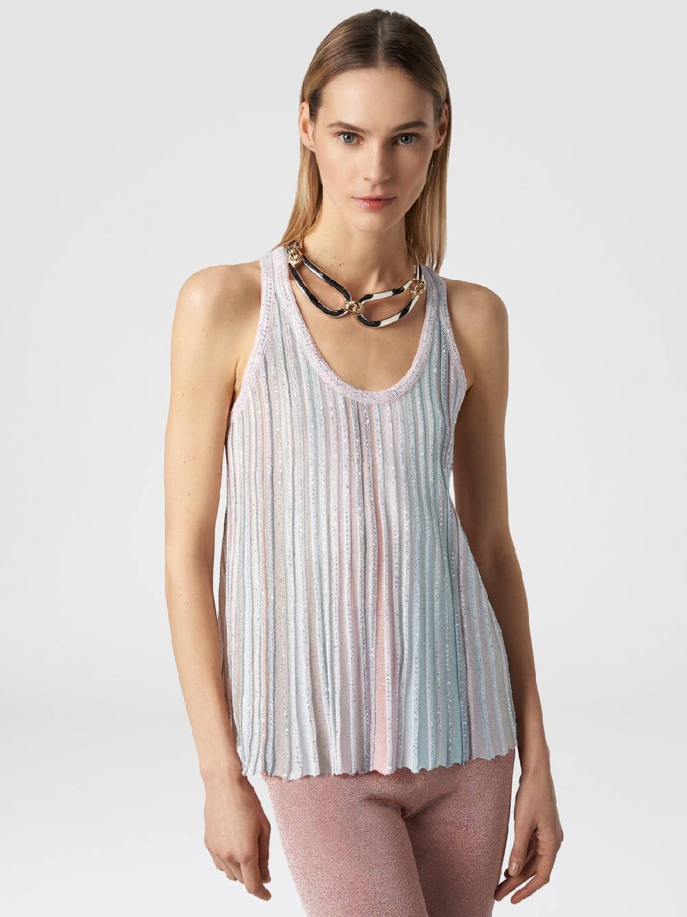 Missoni Canottiera in maglia a righe verticali con paillettes Offerta Pasqua