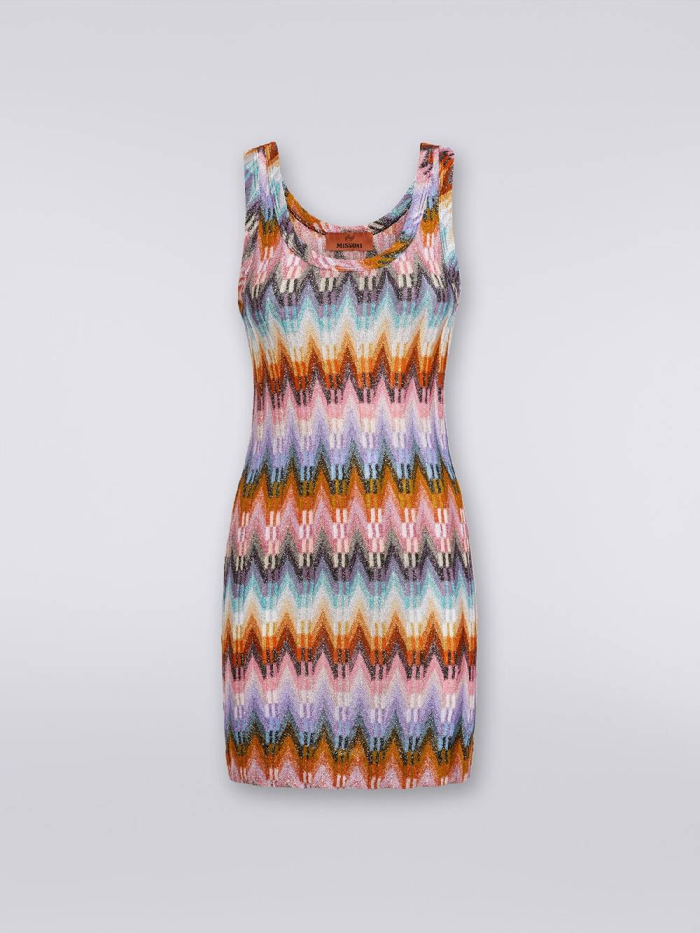 Missoni Mini-abito smanicato in viscosa zig zag con lurex Saldi Di Fabbrica