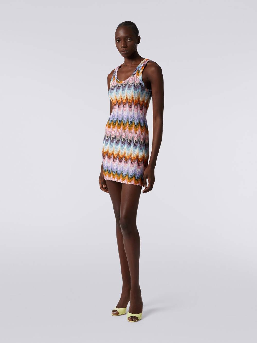 Missoni Mini-abito smanicato in viscosa zig zag con lurex Saldi Di Fabbrica
