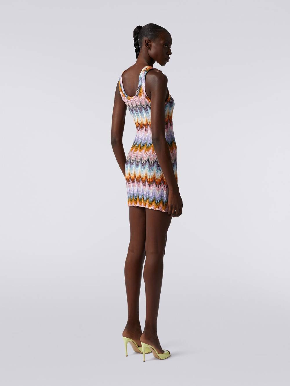 Missoni Mini-abito smanicato in viscosa zig zag con lurex Saldi Di Fabbrica
