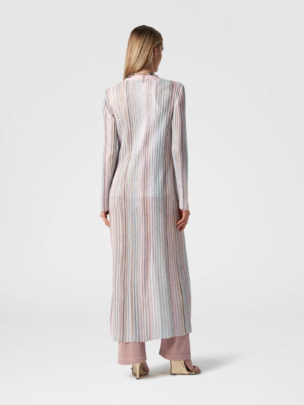 Missoni Cardigan lungo in maglia con righe verticali e paillettes Vendite Flash
