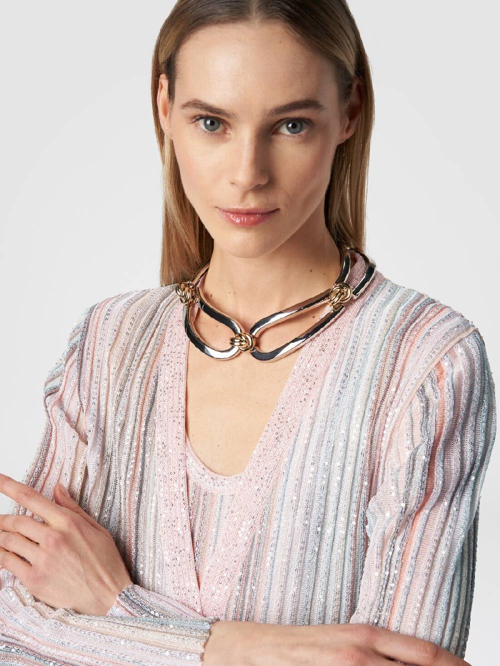 Missoni Cardigan lungo in maglia con righe verticali e paillettes Vendite Flash