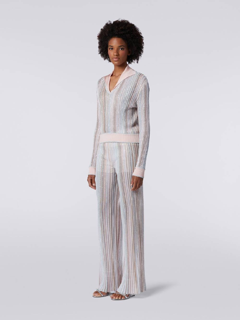 Missoni Pantaloni in maglia a righe verticali con paillettes In Saldo