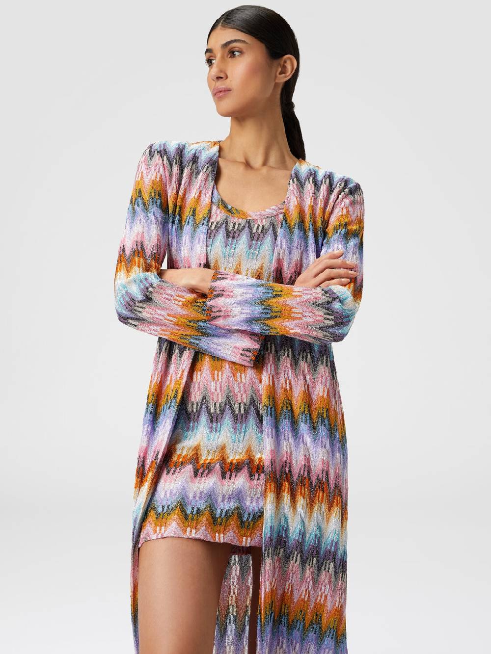 Missoni Cardigan lungo in maglia zig zag lamé Moda