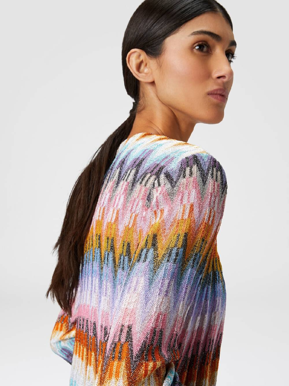 Missoni Cardigan lungo in maglia zig zag lamé Moda