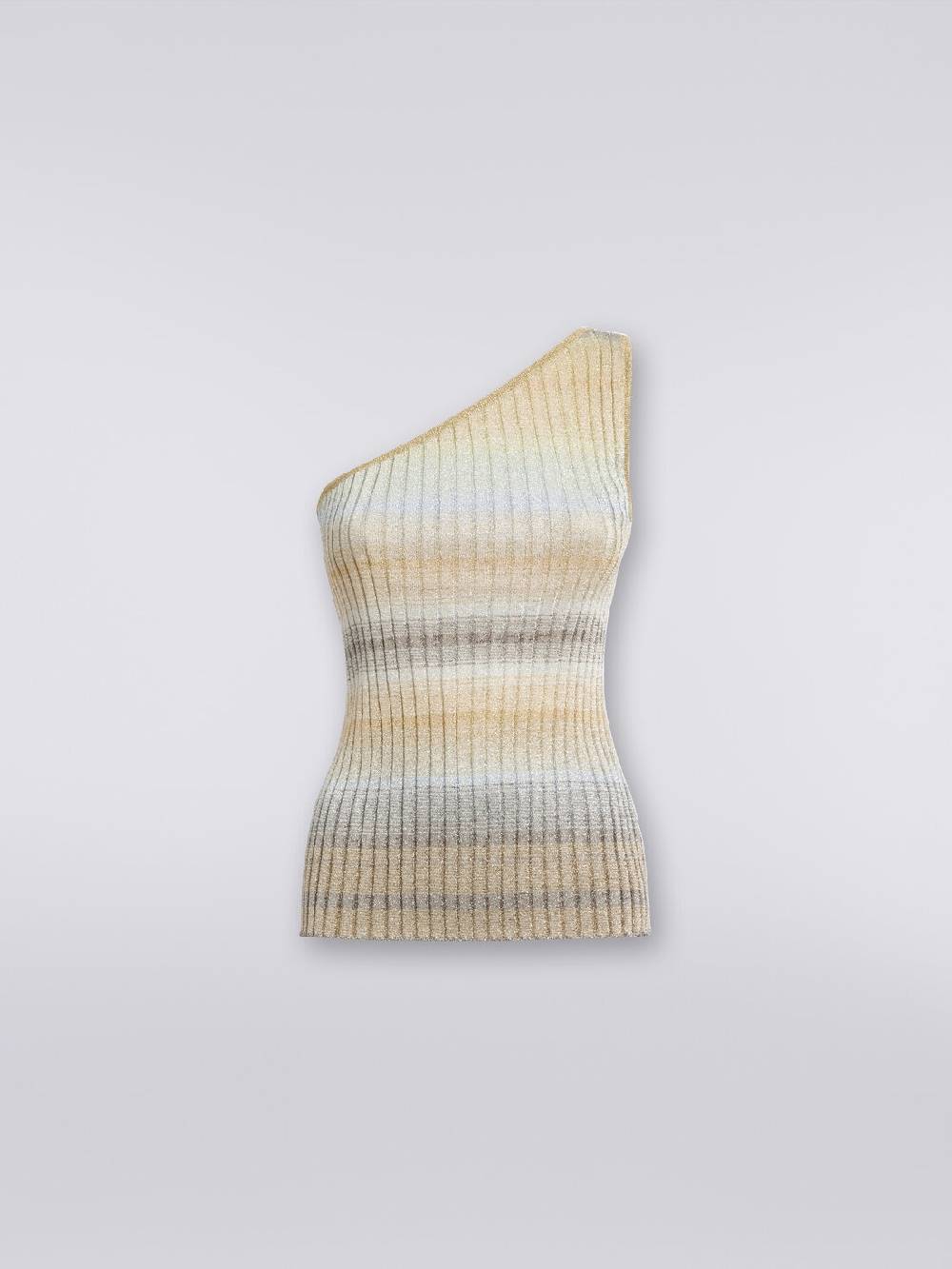 Missoni Top monospalla in viscosa lamé a costine Italy