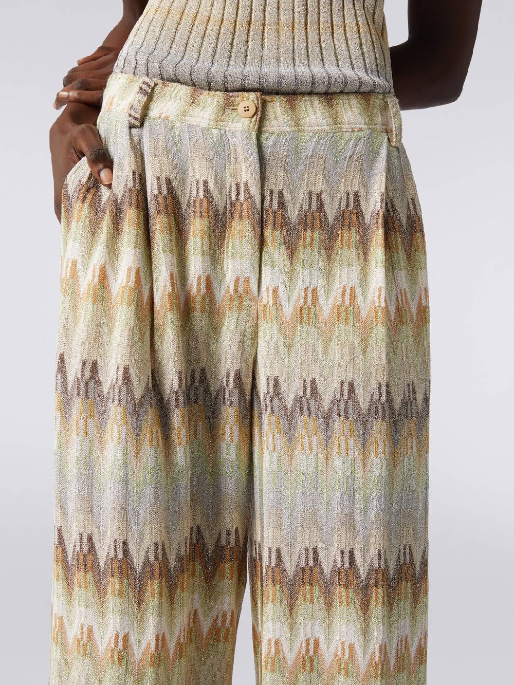 Missoni Pantaloni classici in viscosa zig zag con lurex Italia
