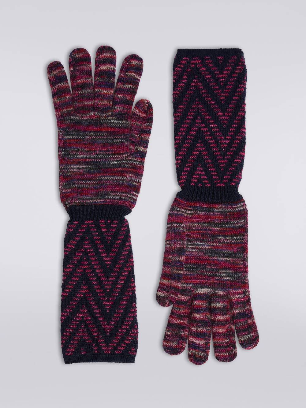 Missoni Guanti in maglia di lana e mohair con multi-lavorazione In Linea