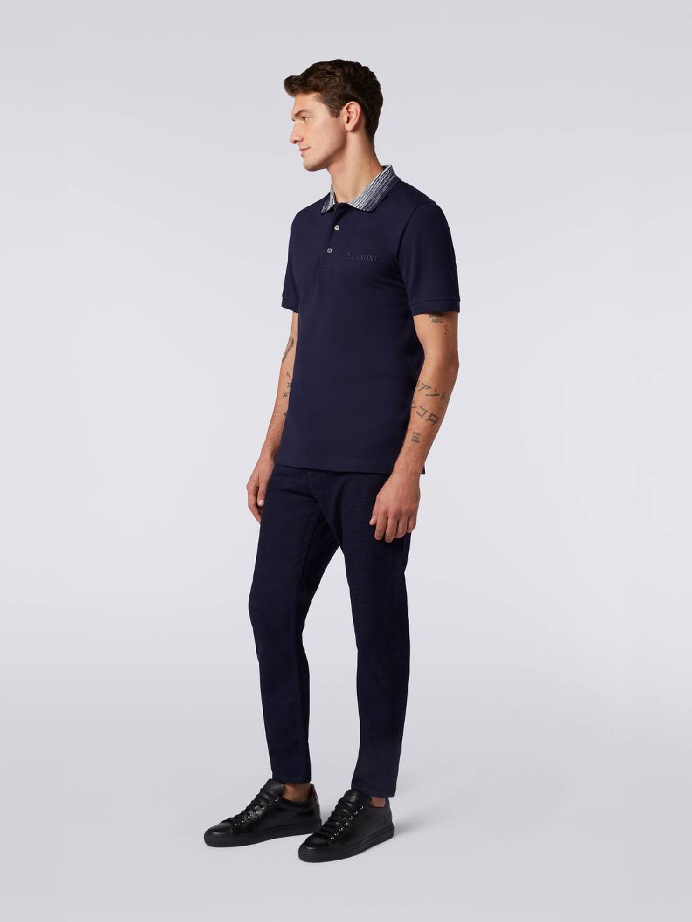 Missoni Polo in cotone con colletto fiammato e scritta logo Consegna Veloce