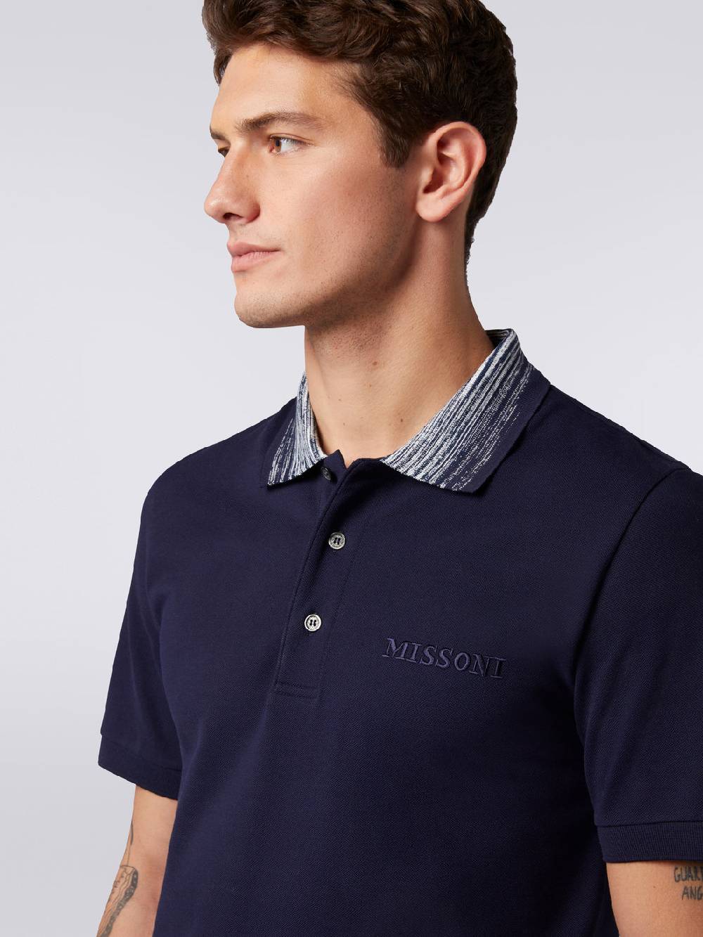 Missoni Polo in cotone con colletto fiammato e scritta logo Consegna Veloce