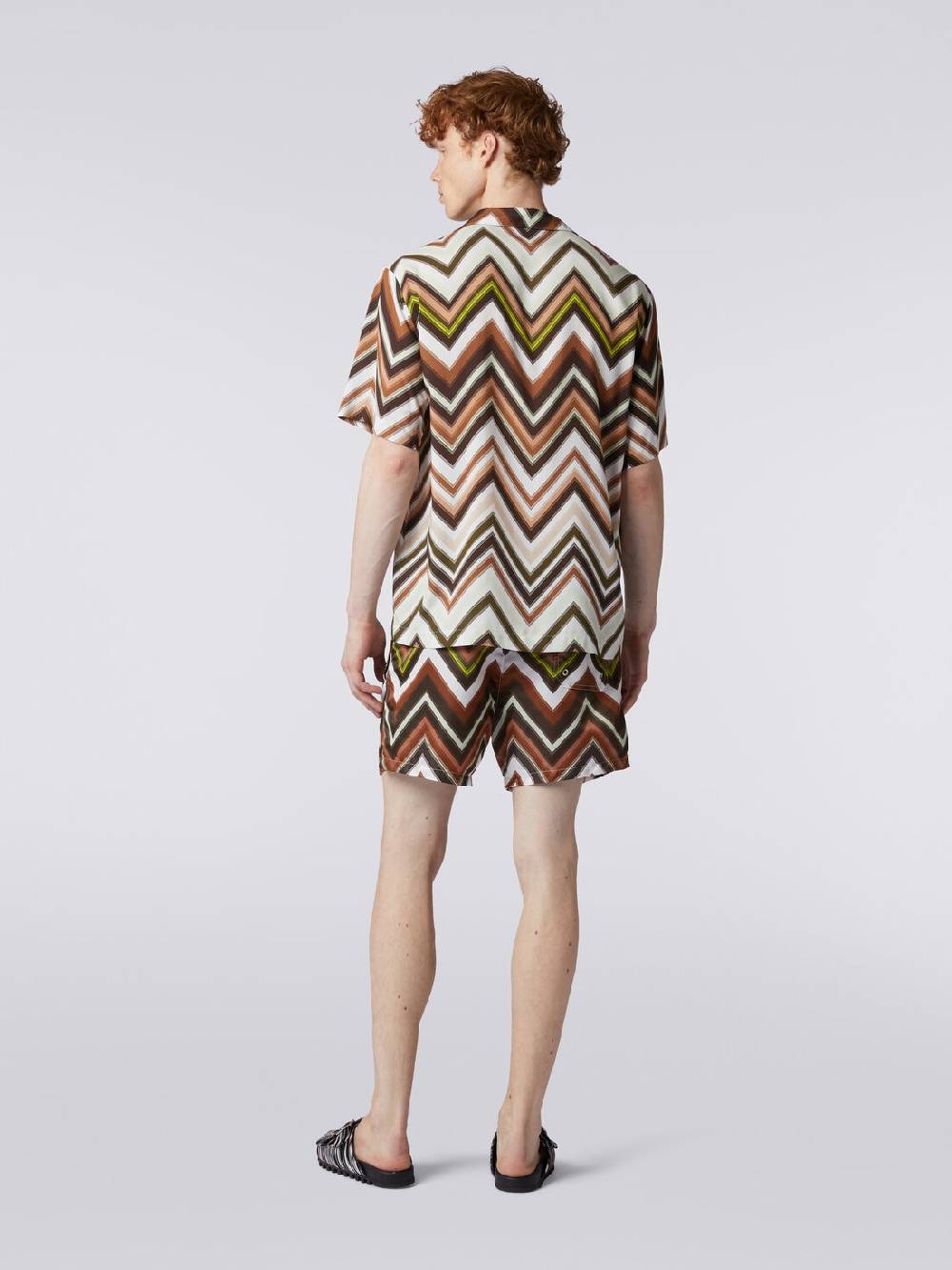 Missoni Camicia a maniche corte in viscosa con stampa chevron Vendita Economica