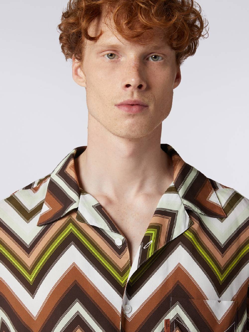 Missoni Camicia a maniche corte in viscosa con stampa chevron Vendita Economica