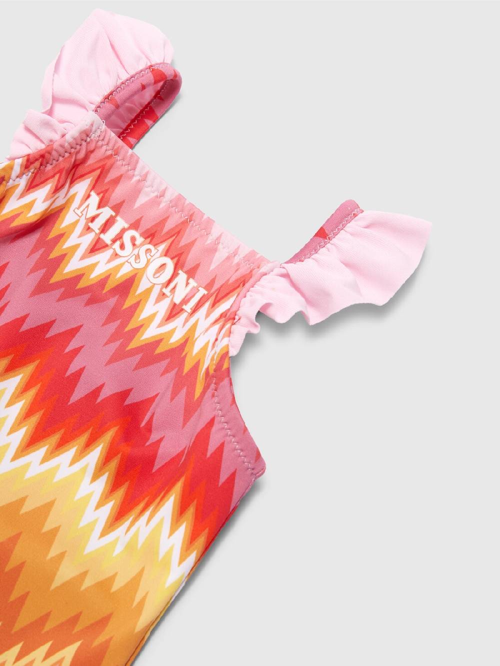 Missoni Costume intero chevron con volant e logo Nuova