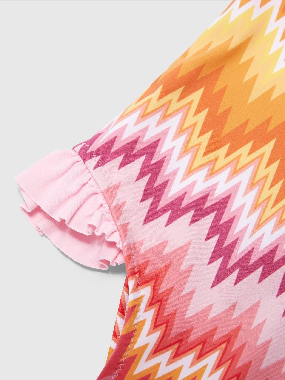 Missoni Costume intero chevron con volant e logo Nuova