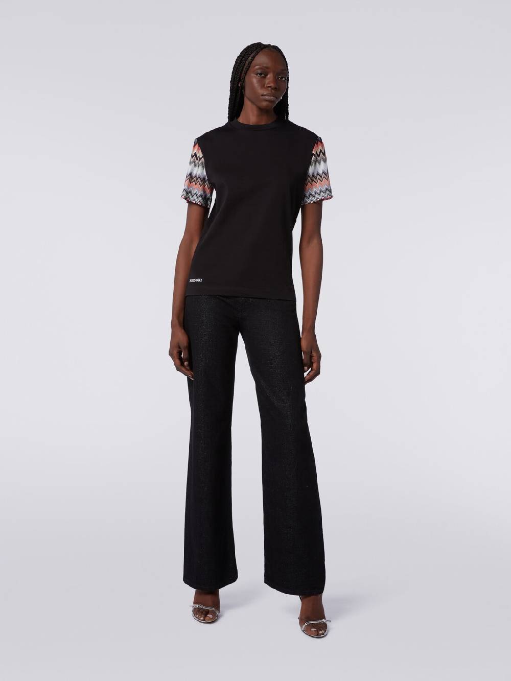Missoni T-shirt girocollo in cotone con inserti zig zag Spedizione Gratuita