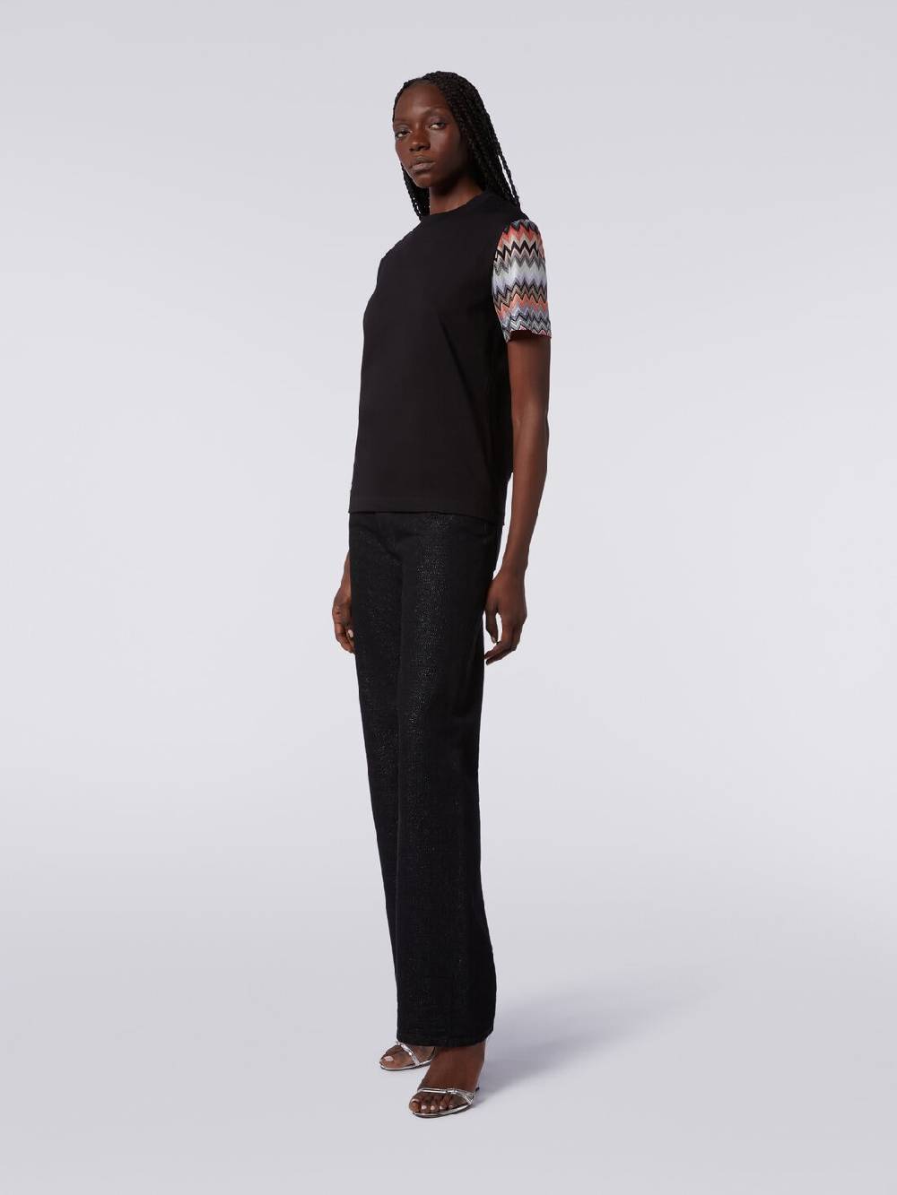 Missoni T-shirt girocollo in cotone con inserti zig zag Spedizione Gratuita