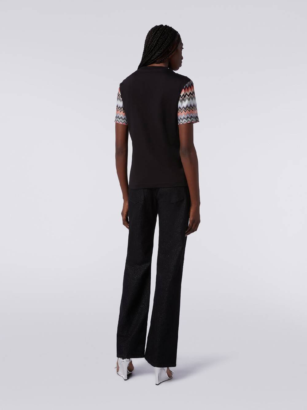 Missoni T-shirt girocollo in cotone con inserti zig zag Spedizione Gratuita