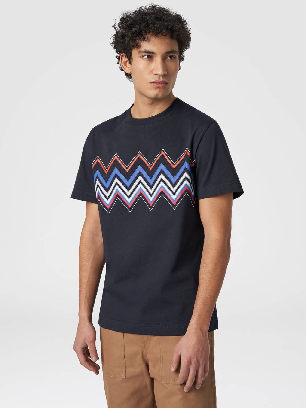 Missoni T-shirt a maniche corte in cotone con stampa zig zag Qualità Garantita