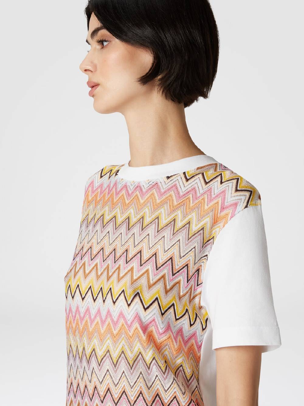 Missoni T-shirt in jersey di cotone con inserti chevron Novità