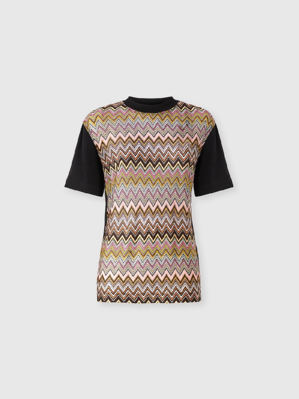 Missoni T-shirt in jersey di cotone con inserti chevron In Vendita
