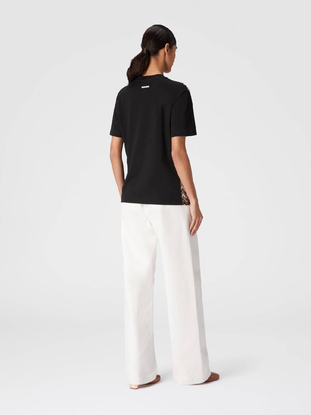 Missoni T-shirt in jersey di cotone con inserti chevron In Vendita