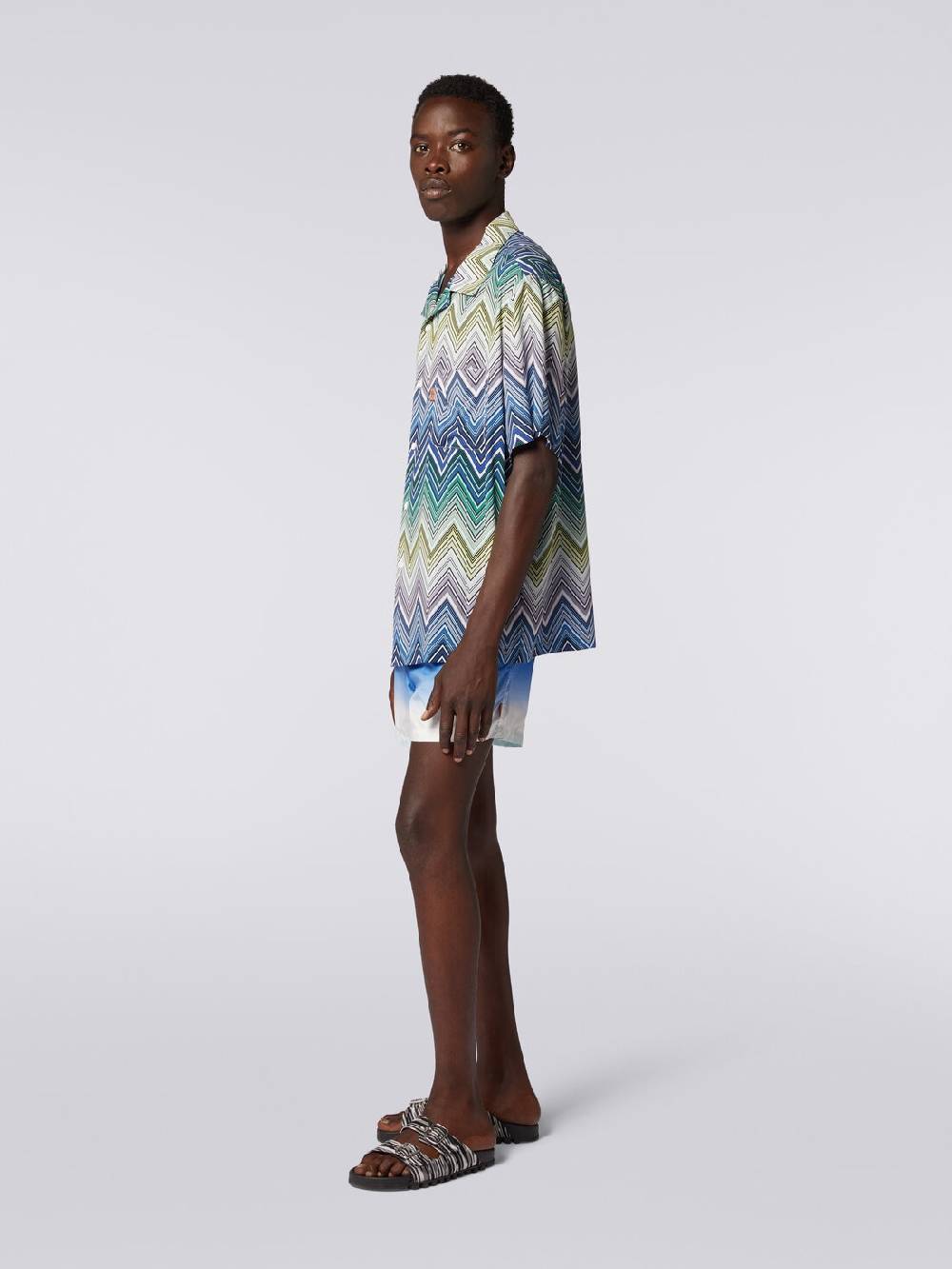 Missoni Camicia a maniche corte in viscosa con stampa macro zig zag Saldi