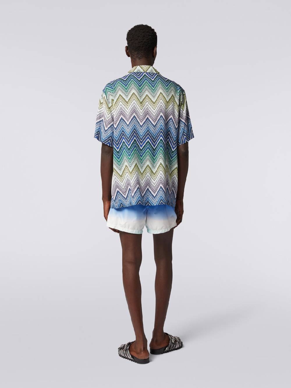 Missoni Camicia a maniche corte in viscosa con stampa macro zig zag Saldi