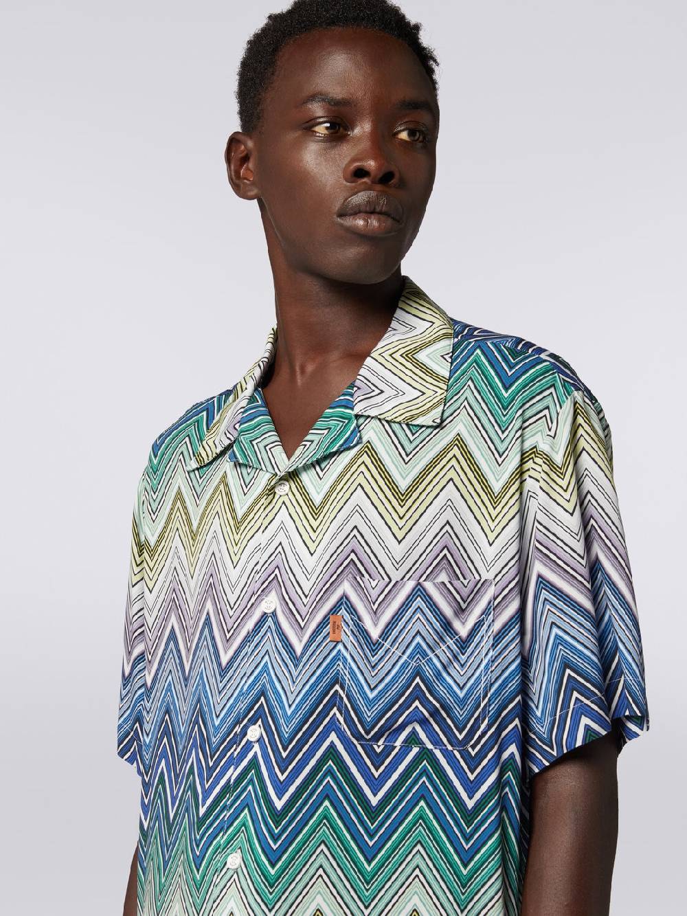 Missoni Camicia a maniche corte in viscosa con stampa macro zig zag Saldi