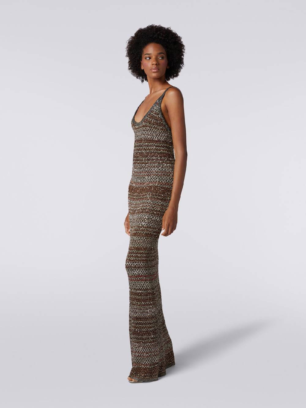 Missoni Abito lungo in maglia zig zag con trama effetto uncinetto Saldi Di Fabbrica