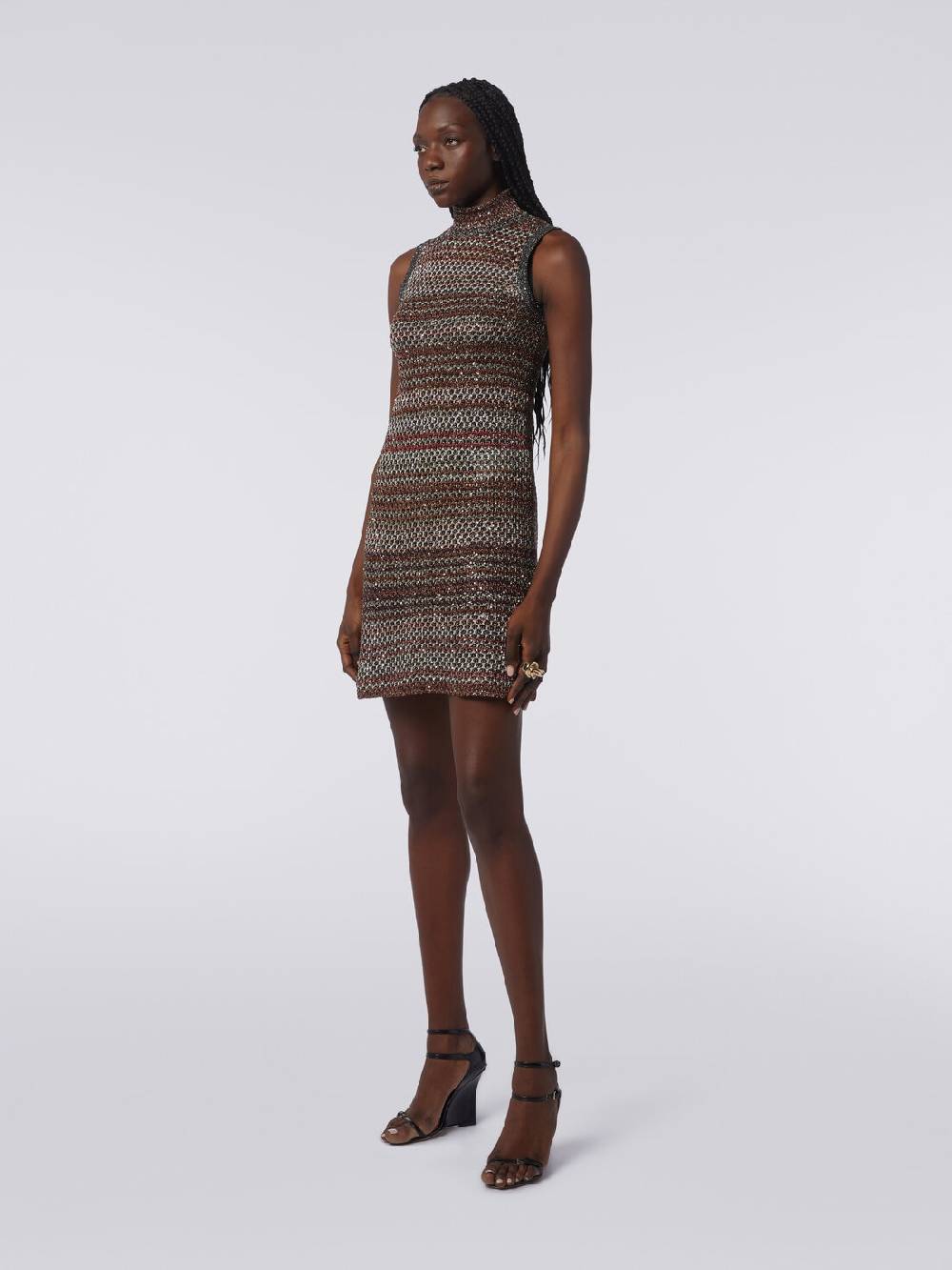 Missoni Mini-abito in maglia a rete con collo alto e applicazione di paillettes Negozio