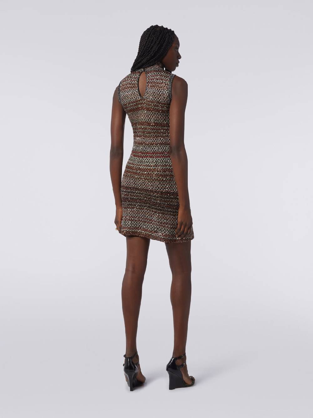 Missoni Mini-abito in maglia a rete con collo alto e applicazione di paillettes Negozio