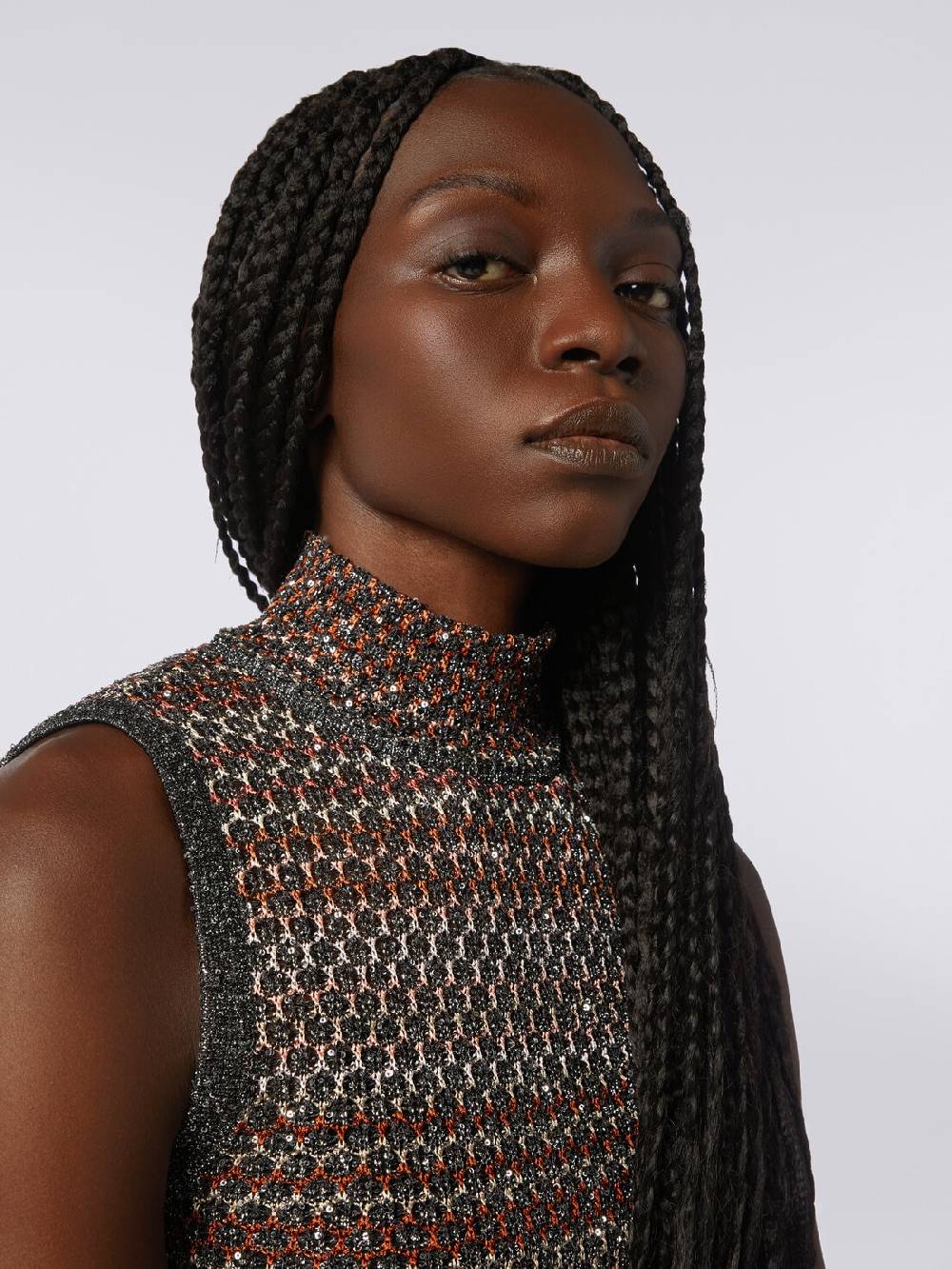 Missoni Mini-abito in maglia a rete con collo alto e applicazione di paillettes Negozio