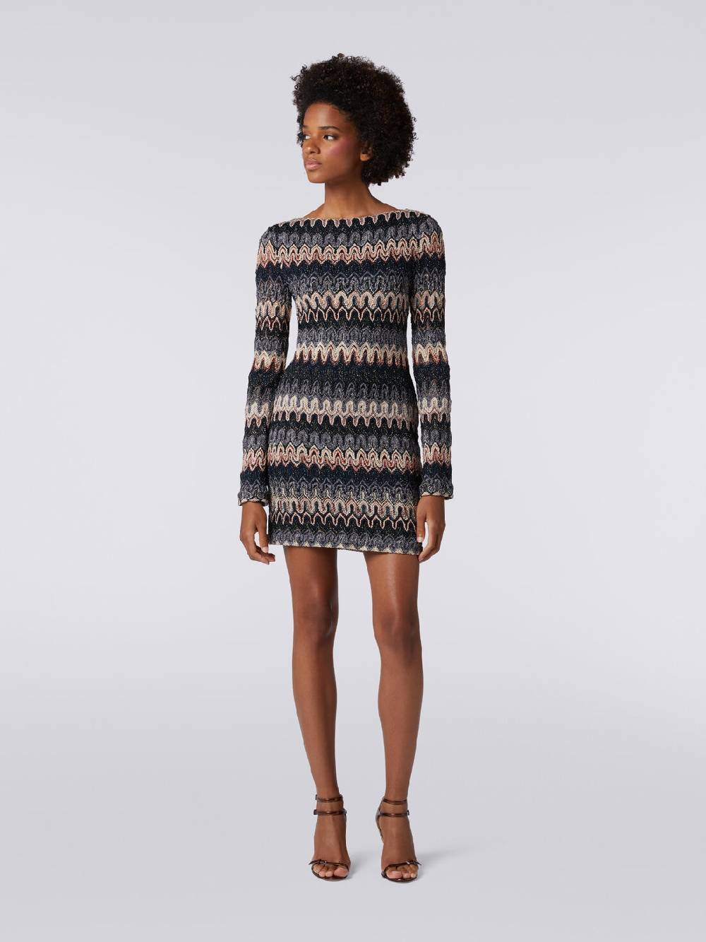 Missoni Mini-abito a maniche lunghe in misto viscosa motivo a onde Nuova