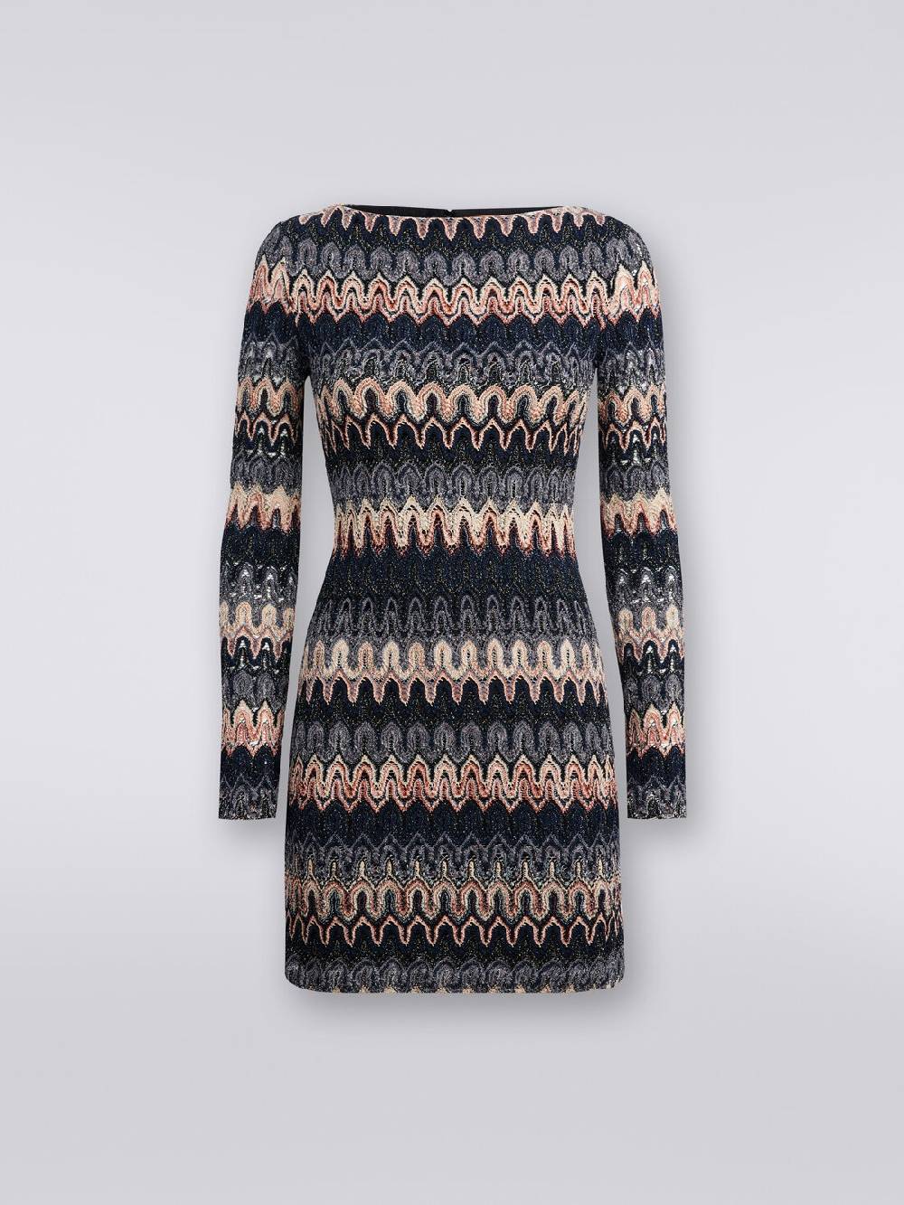 Missoni Mini-abito a maniche lunghe in misto viscosa motivo a onde Nuova
