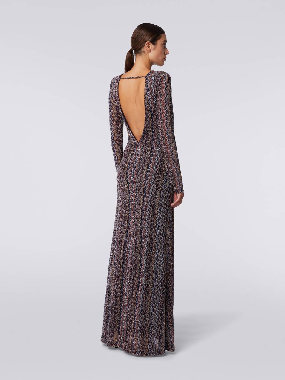 Missoni Abito lungo con scollatura a V posteriore in viscosa chevron con lurex Moda