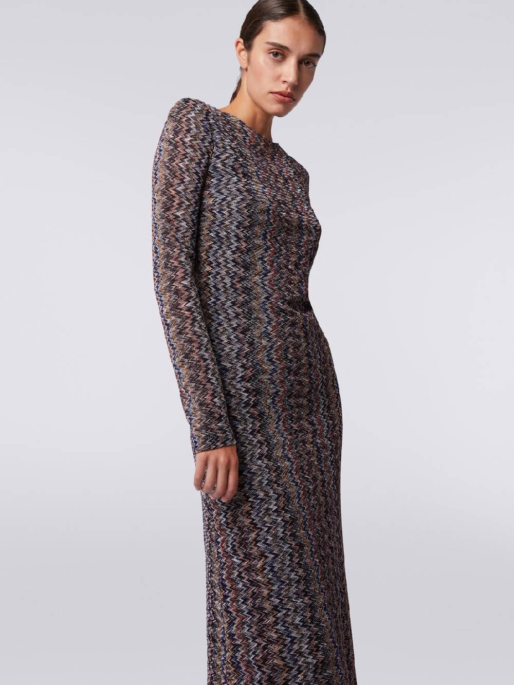 Missoni Abito lungo con scollatura a V posteriore in viscosa chevron con lurex Moda