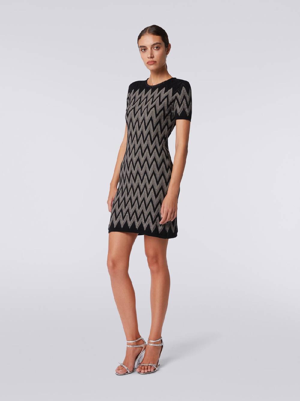 Missoni Abito girocollo in cotone chevron con lurex 2025