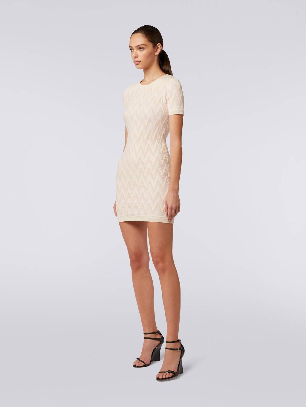 Missoni Abito girocollo in cotone chevron con lurex Italy