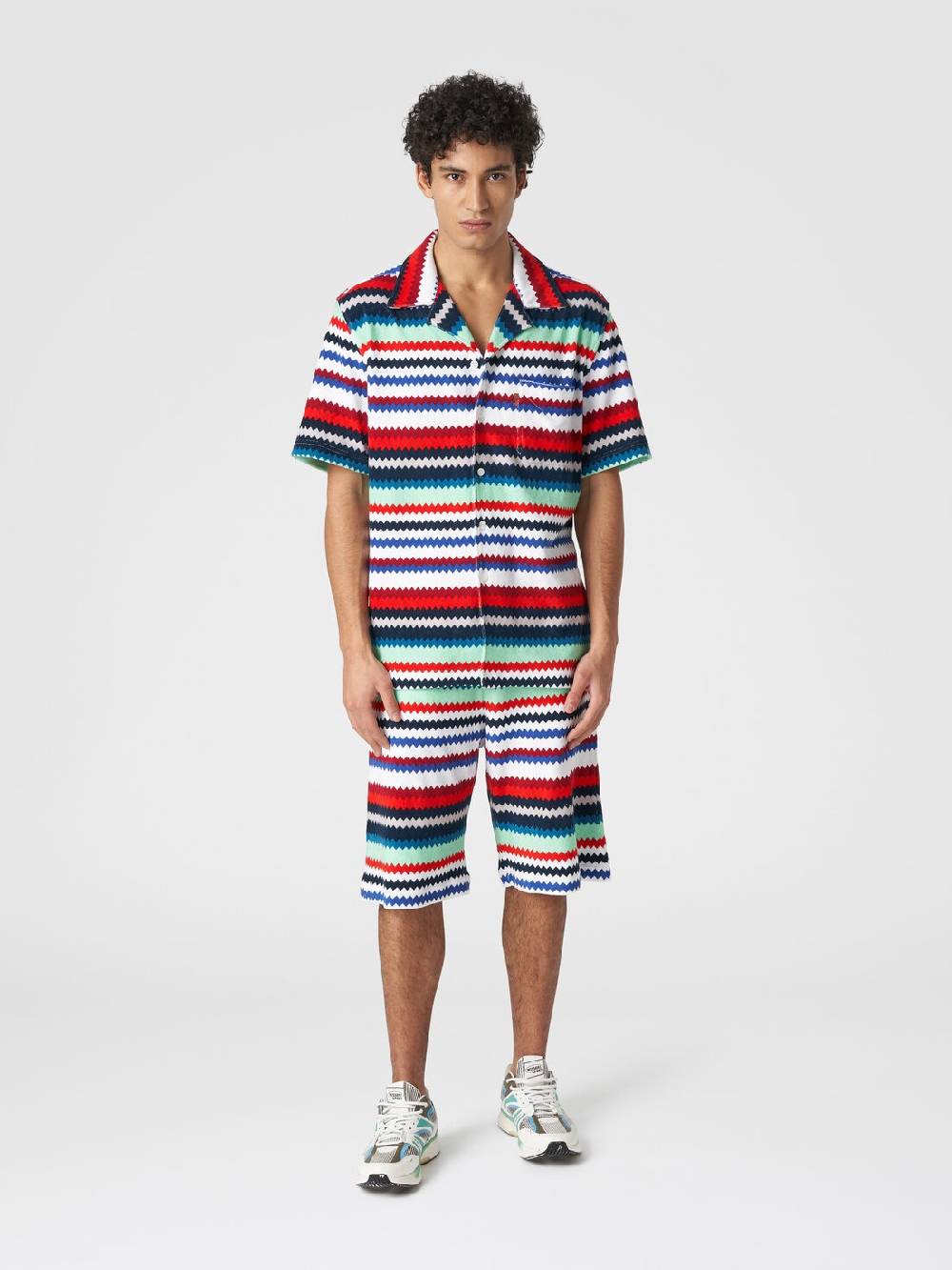 Missoni Camicia a maniche corte modello bowling in spugna zig zag Saldi