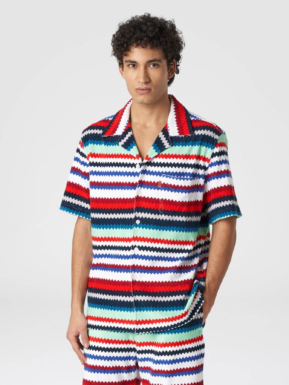 Missoni Camicia a maniche corte modello bowling in spugna zig zag Saldi