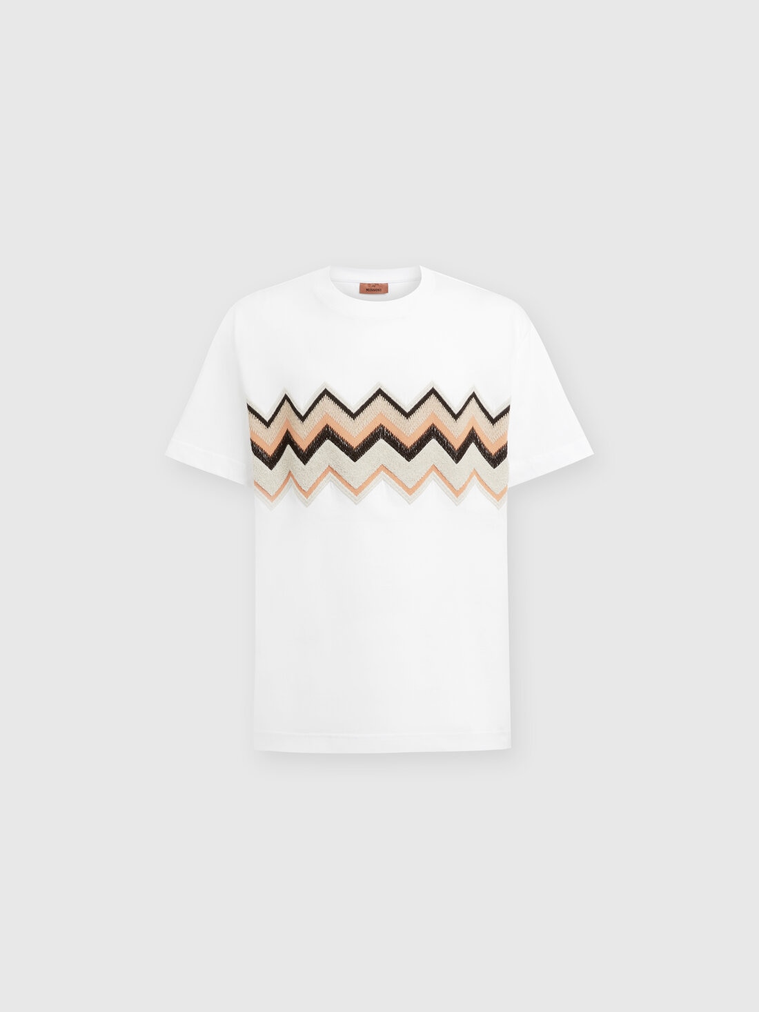 Missoni T-shirt in jersey di cotone con ricamo zig zag Vendita Calda