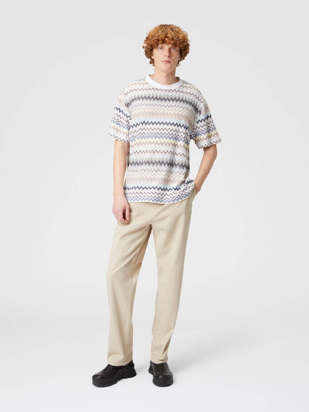 Missoni T-shirt con motivo zig zag e logo posteriore Vendita Economica