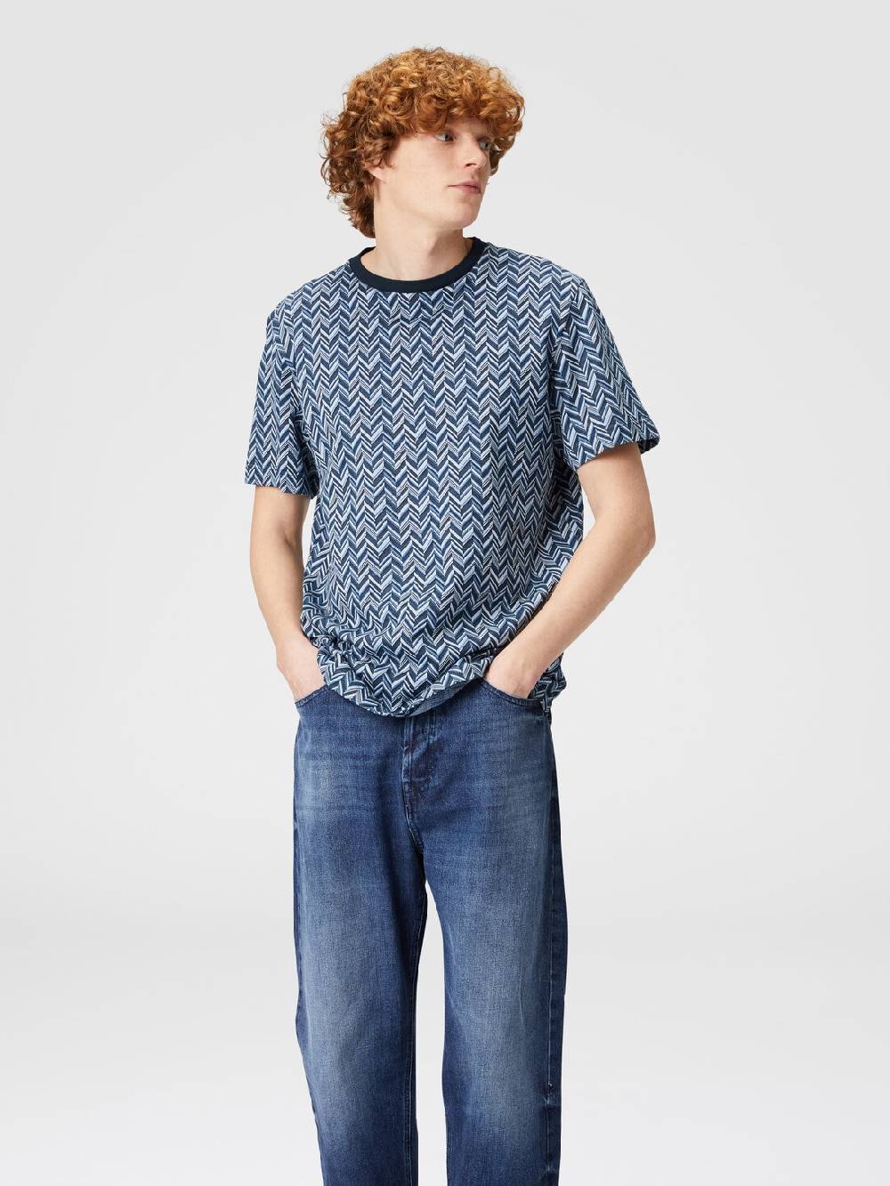 Missoni T-shirt in jersey di cotone jacquard zig zag Saldi Di Fabbrica