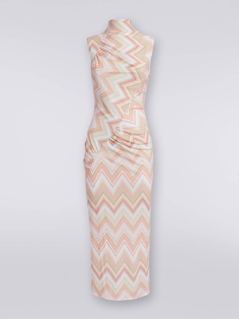 Missoni Abito longuette in viscosa zig zag con arricciature ACQUISTA ORA